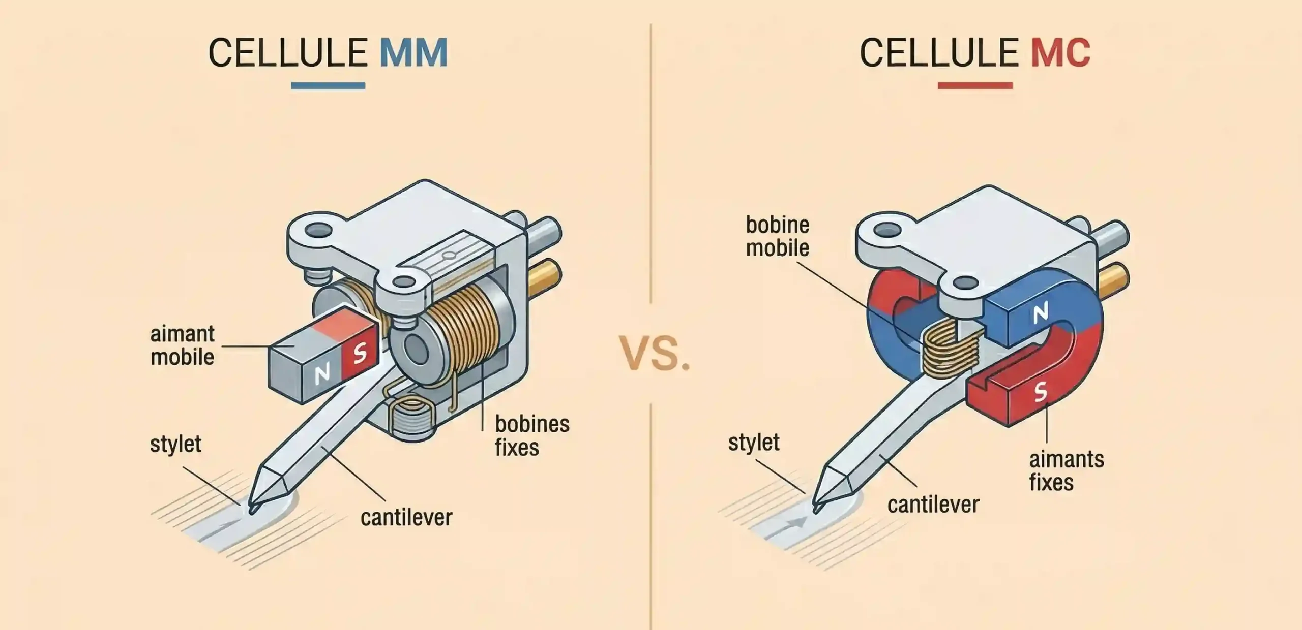 Cellule phono MM ou MC