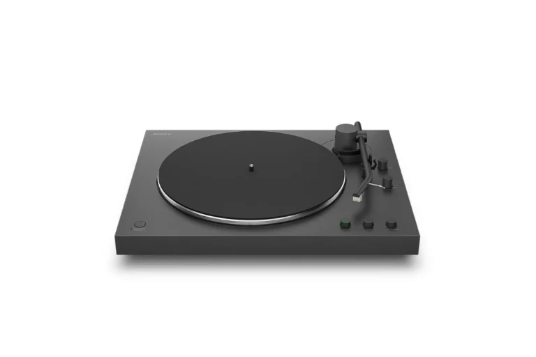 Platine vinyle Bluetooth Sony PS-LX3BT anthracite vue de face avec bras de lecture droit et commandes Start/Stop